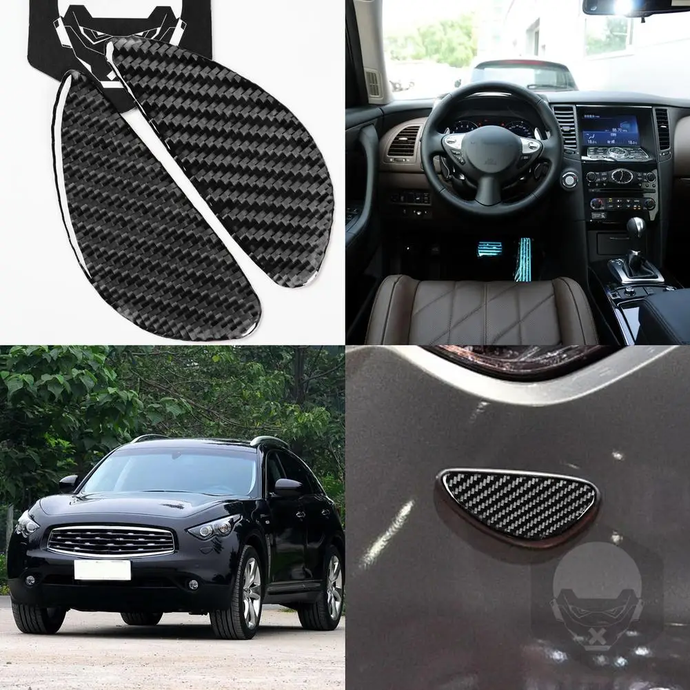 

2pcs Carbon Fiber Car Eyebrow Lamp Light Side Cover Trim Sticker Compatible For Infiniti 2009-2013 Qx70 14+ Automotive interior