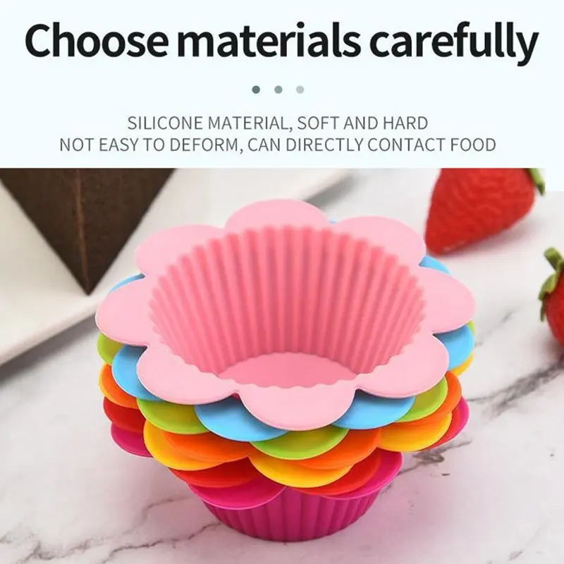 

5pcs Silicone Mold Sun Flower Cupcake Muffin Cup Baking Molds Jelly Pudding Mold Cake Decorating Tools
