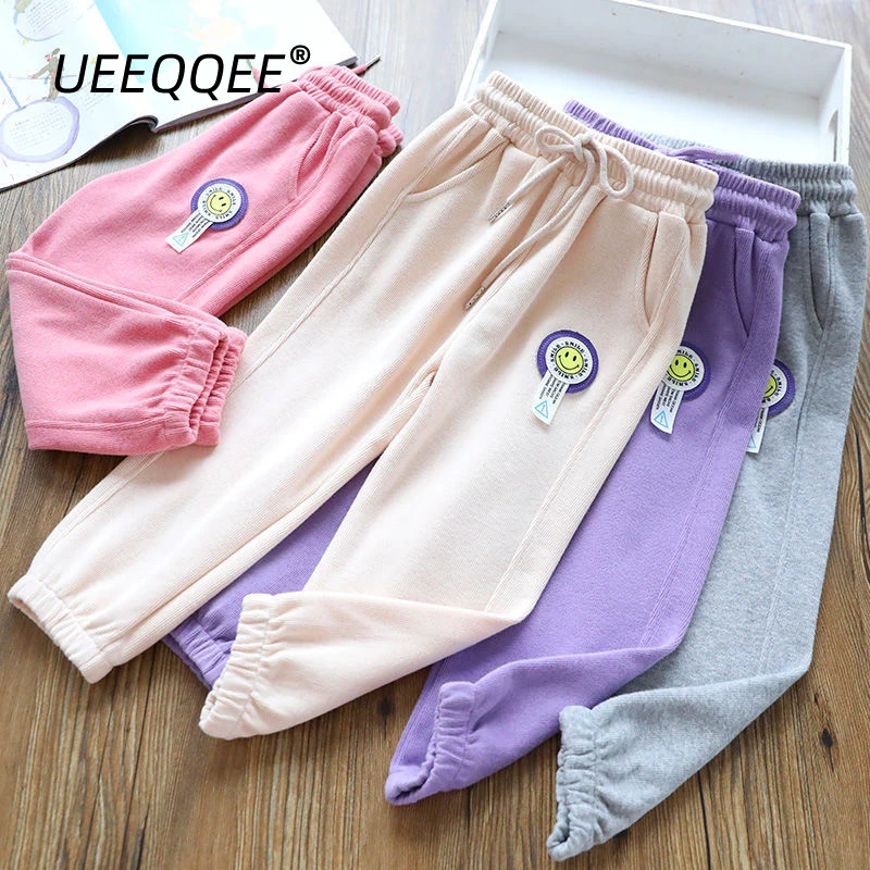 Cotton 2023 Spring Autumn Children Pants Elastic Waist Little Girls Pants Baby Sweatpants Kids Sport Wear Long Trousers For 1-8Y