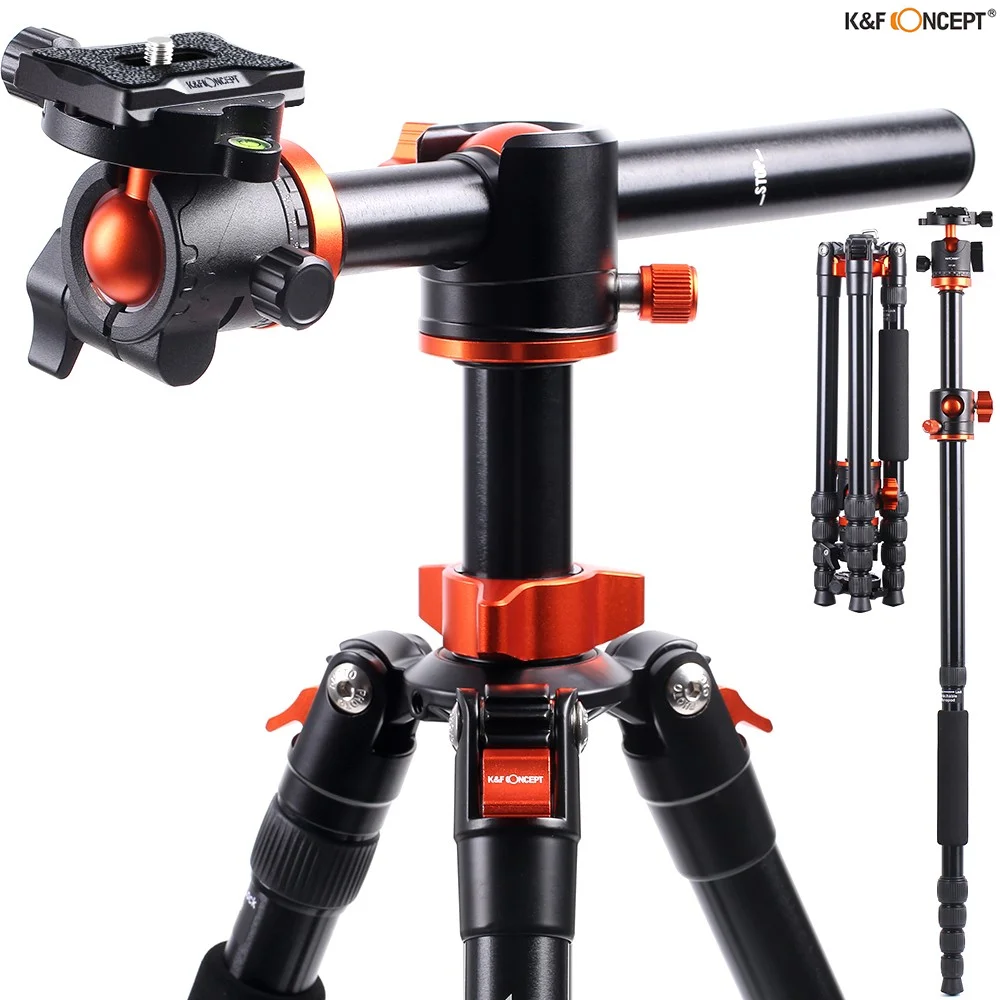 

K&F Concept Camera Tripod Monopod 60 inch Overhead Aluminum Lightweight DSLR Tripod with Horizontal Arm and 360 Degree Ball