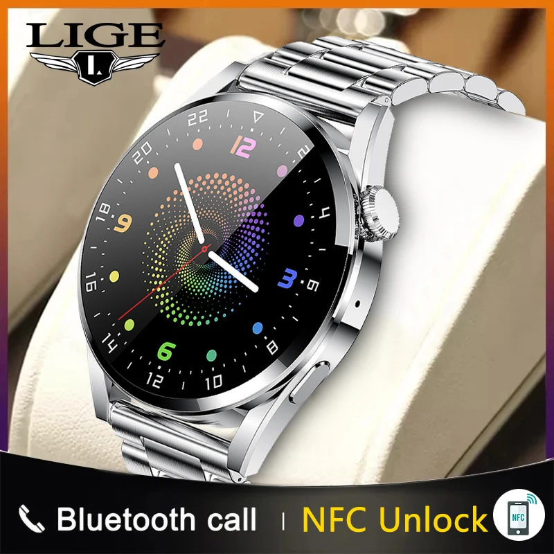 Умные часы LIGE AMOLED Bluetooth с вызовом спортивный фитнес-трекер мониторинг сна