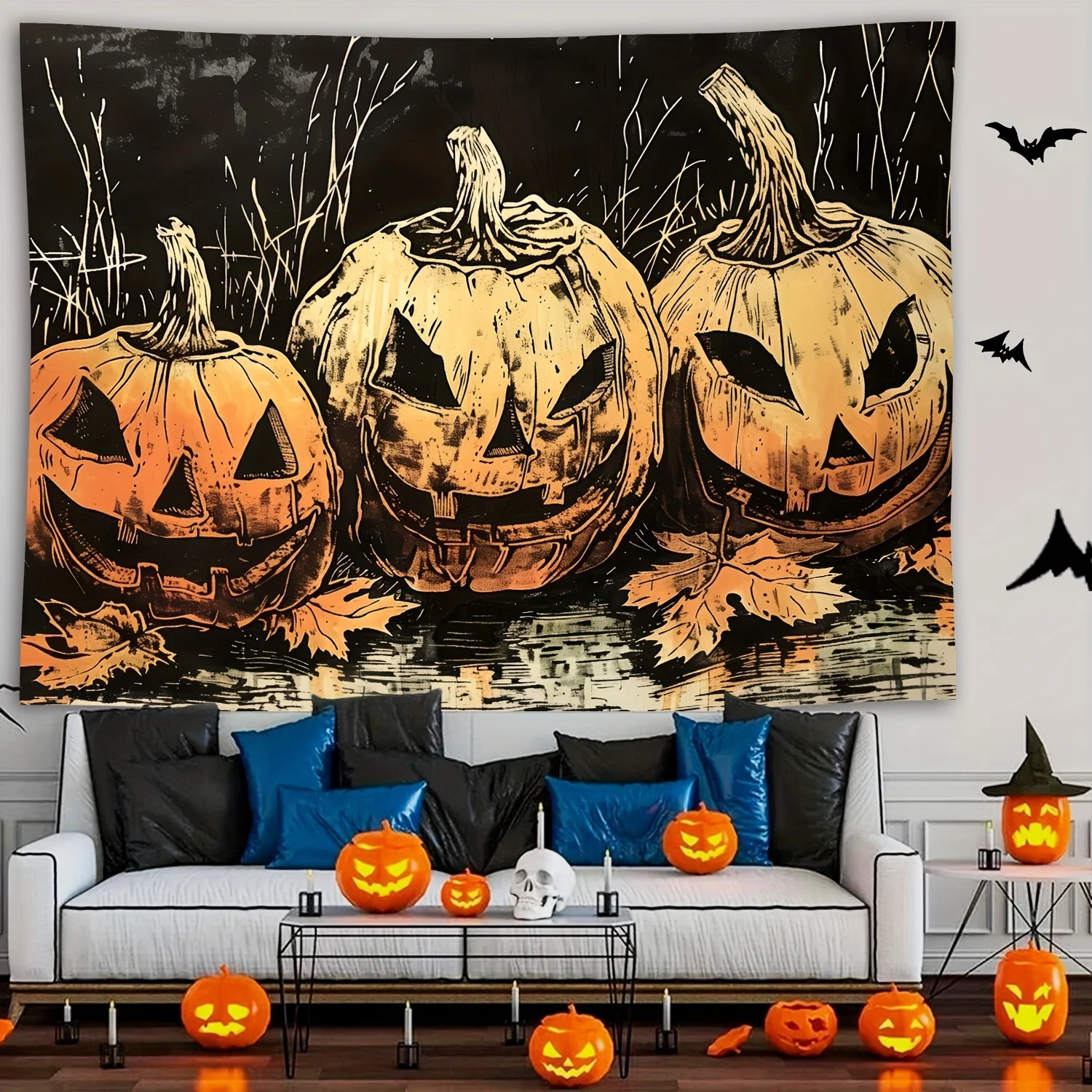 Гобелен на Хэллоуин с изображением тыквы искусство настенное украшение для