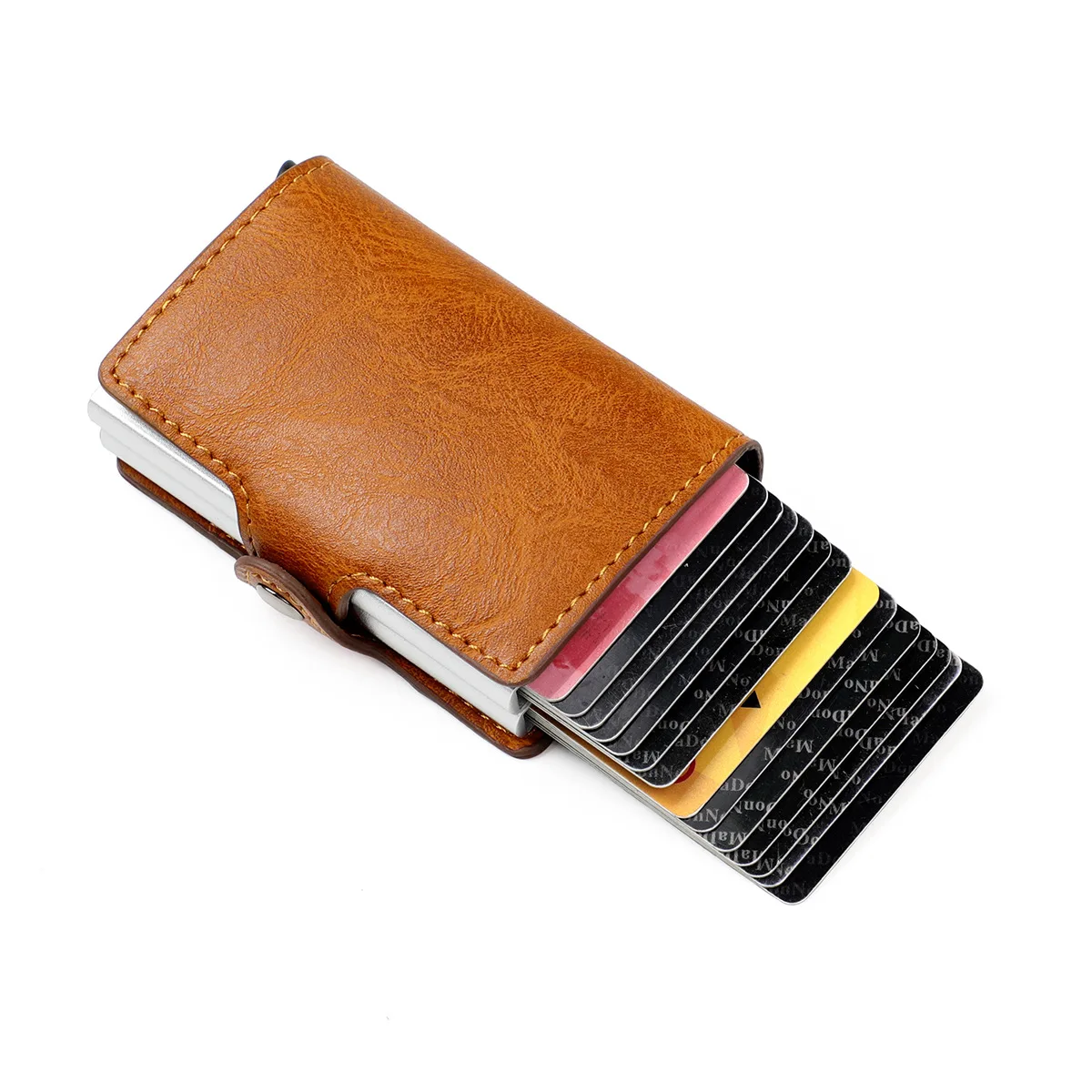 New Rfid Blocking Men's Credit Card Holder Carbon Fiber Vintage Leather Wallets Card Holder for Women Mini Wallet Man Money Clip