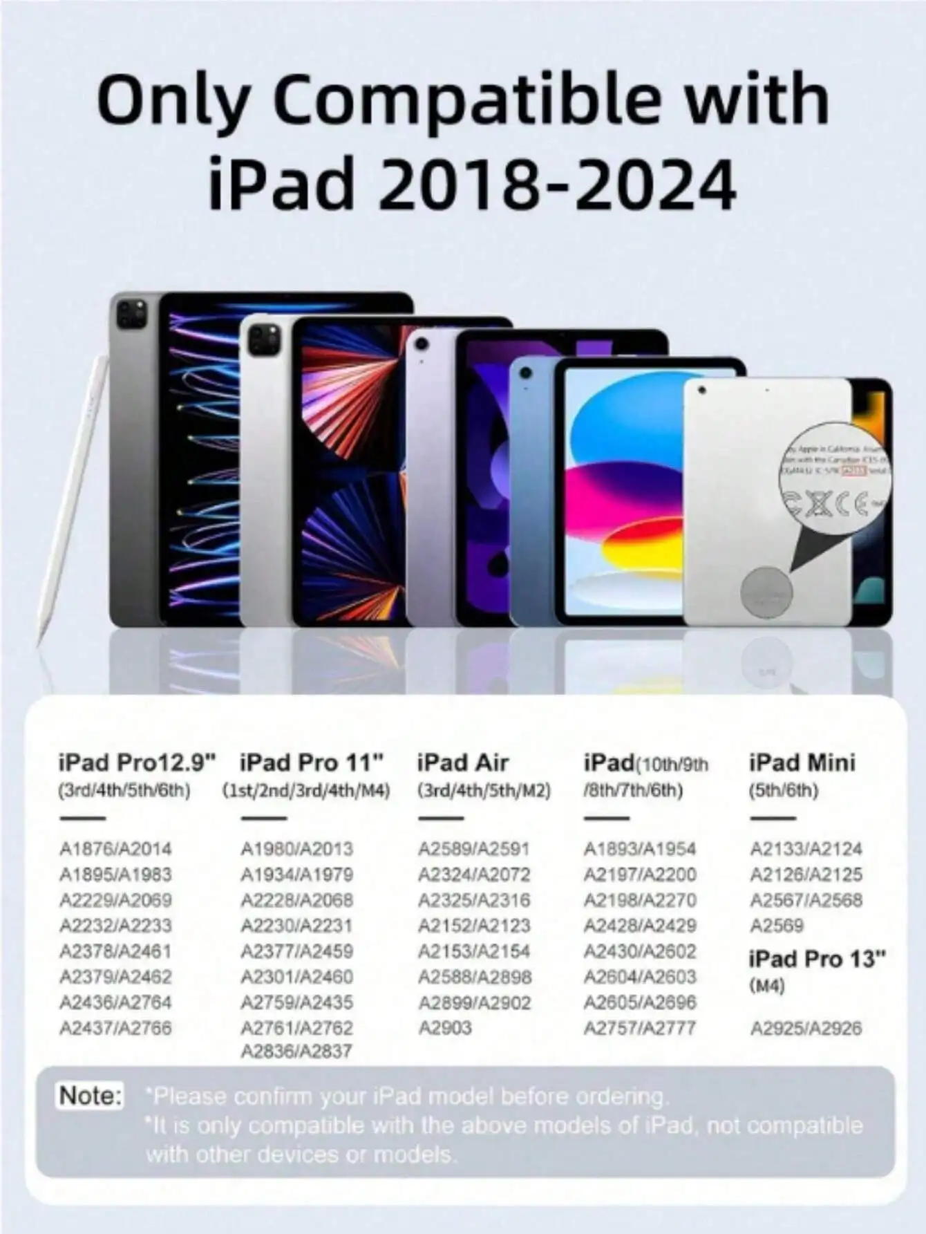 Совместим со стилусом для Ipad Pencil 2024 IPad Air 11 13 M2 Pro M4 5/6/7/8/9/10th Gen 3/4/5 Mini 5 6 с Palm Rejec