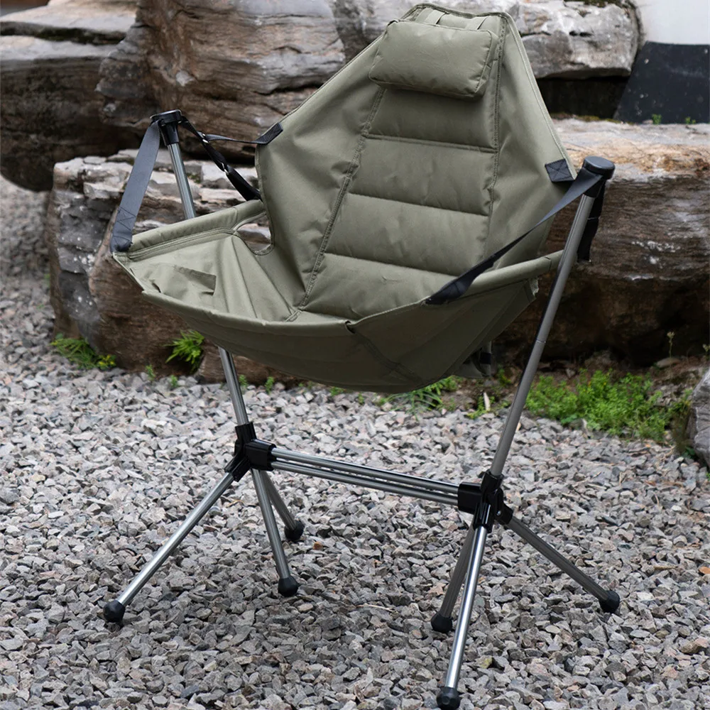 Camping Chair Folding Rocking Chair With Pillow Portable Outdoor Picnic Lounge Chair Garden Relax Chair Outdoor Swing Chair