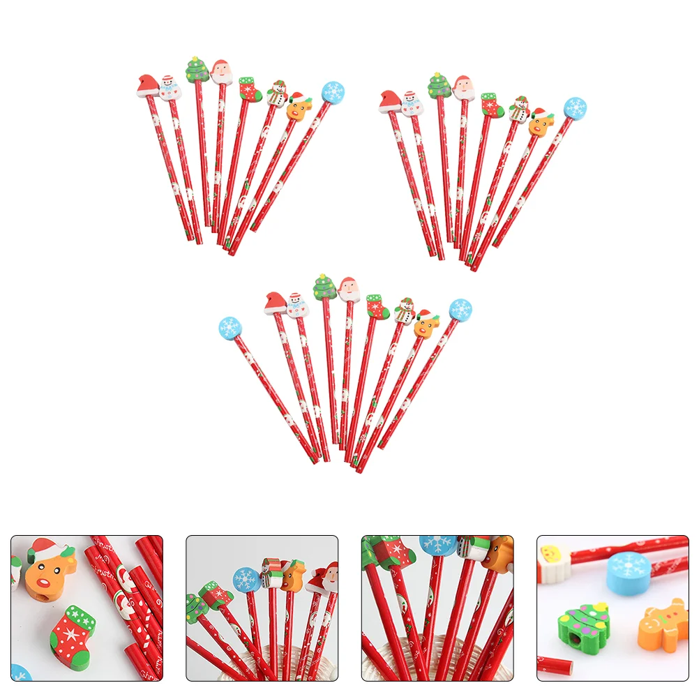 

25Pcs Christmas Pencils with Eraser Cartoon Pencils Students Stationeries