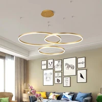 living room chandelier modern simplicity creative ring led lamp behind the restaurant bedroom lobby gold color ring lamp