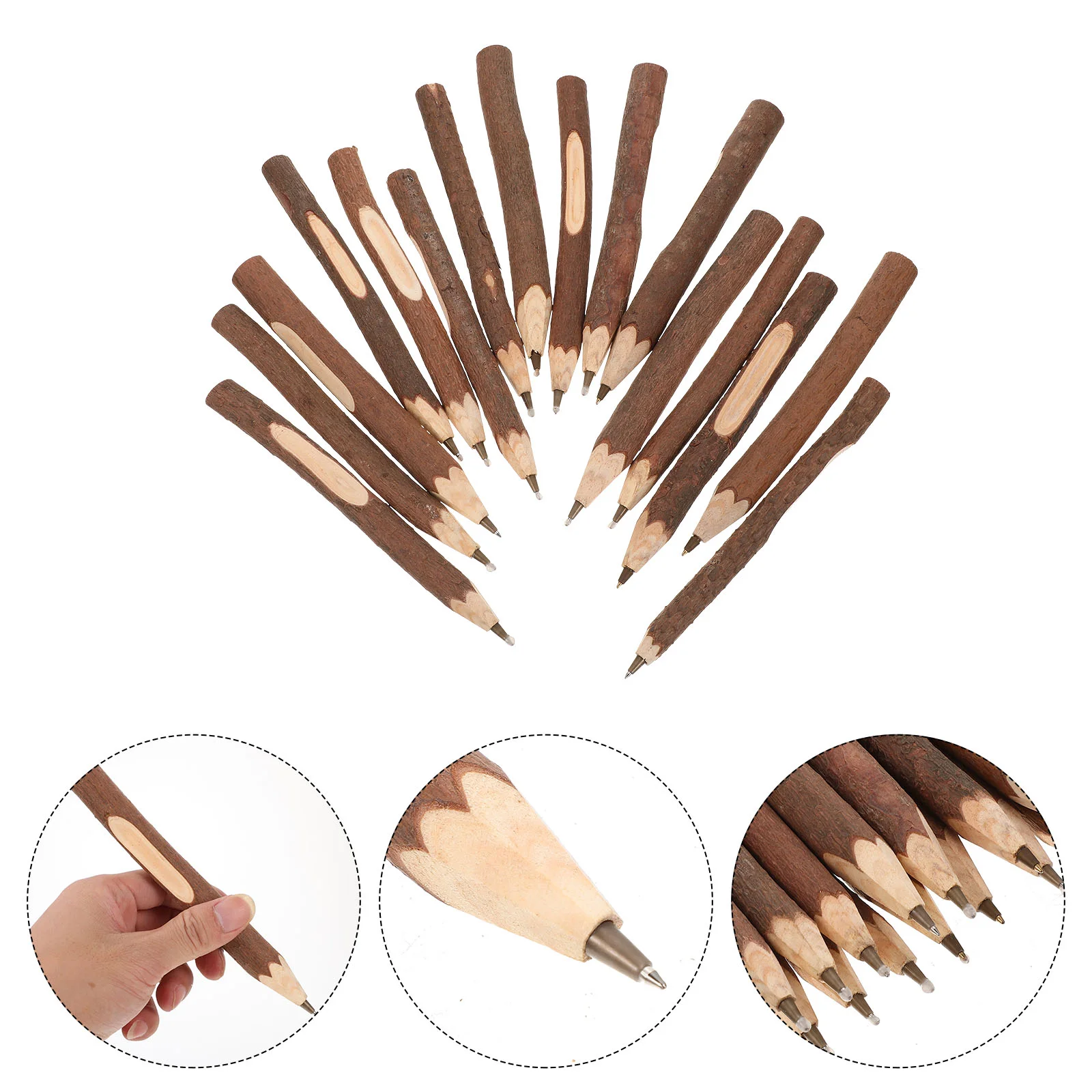 

16 Pcs Twig Ballpoint Pen Writing Accessory Convenient Home Accessories Wood Black Ink Household Gift Gel Elegant