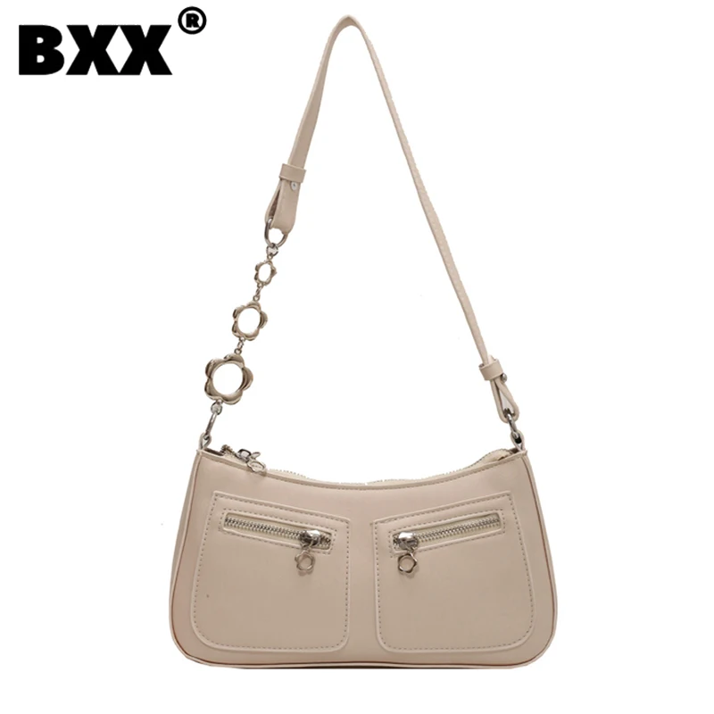 

[BXX] Fashion Trend Square Niche Design Solid Color Chains Women's Underarm Bags Elegant Temperament Shoulder Bag Female 8CY619