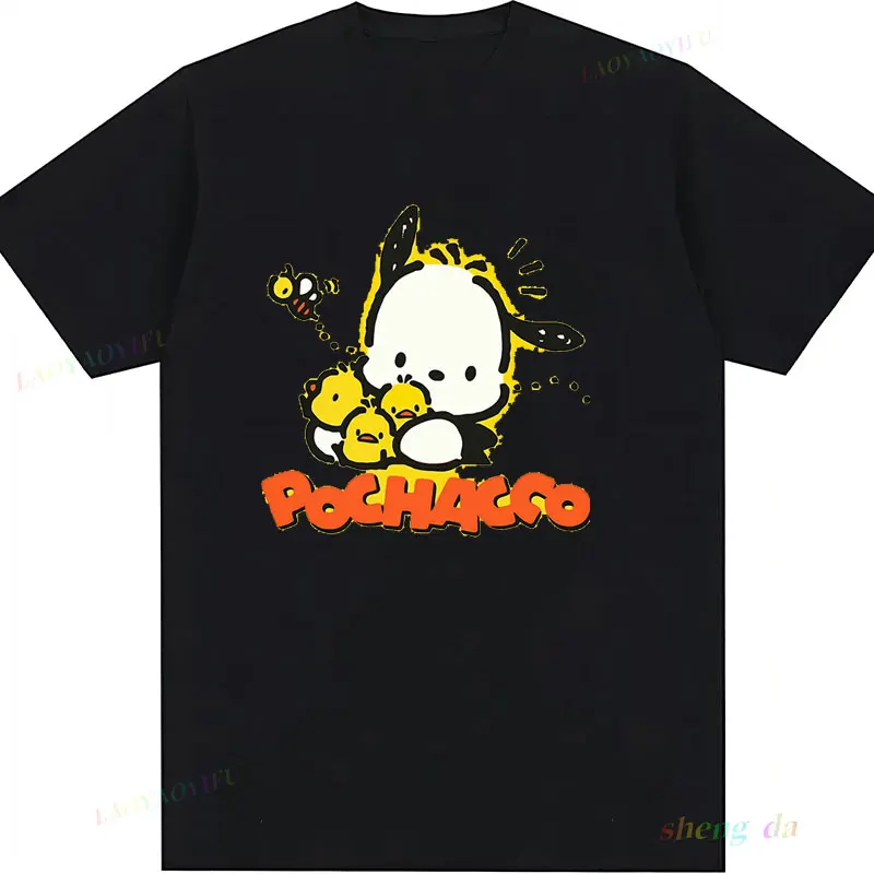 Популярные рубашки с героями мультфильмов аниме футболка Pochacco топ Harajuku Y2k