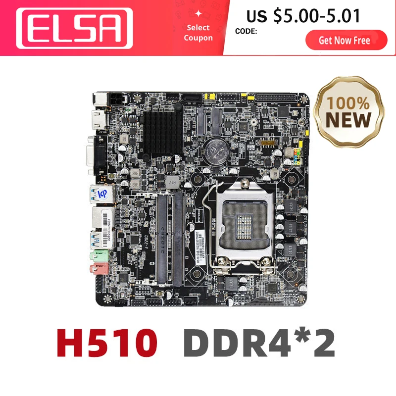 Материнская плата ELSA H510 Mini ITX LGA 1200 двухканальная DDR4 с поддержкой процессора Core i3/i5/i7 Pentium Celeron 10/11 поколения для игрового ПК Материнская плата ELSA H510 Mini ITX LGA 1200 двухканальная DDR4 с поддержкой процессора Core i3/i5/i7 Pentium Celeron 10/11 поколения для игрового ПК