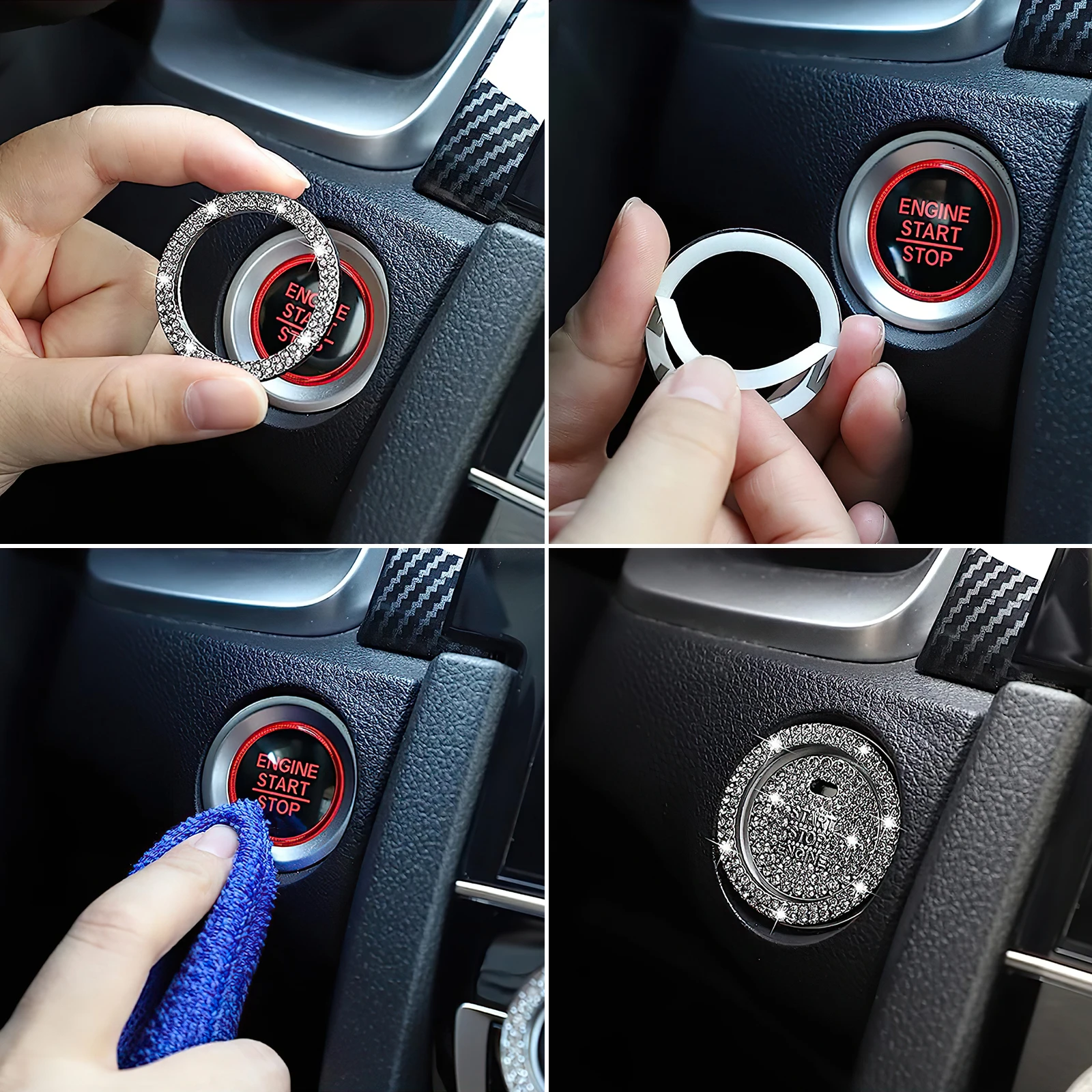 1 шт. декоративное кольцо для кнопки запуска и остановки двигателя автомобиля