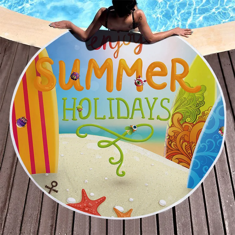 

Summer theme Sea beach Towels Towel Beach mat Bath towel spa For home towel microfiber towel Round beach towel