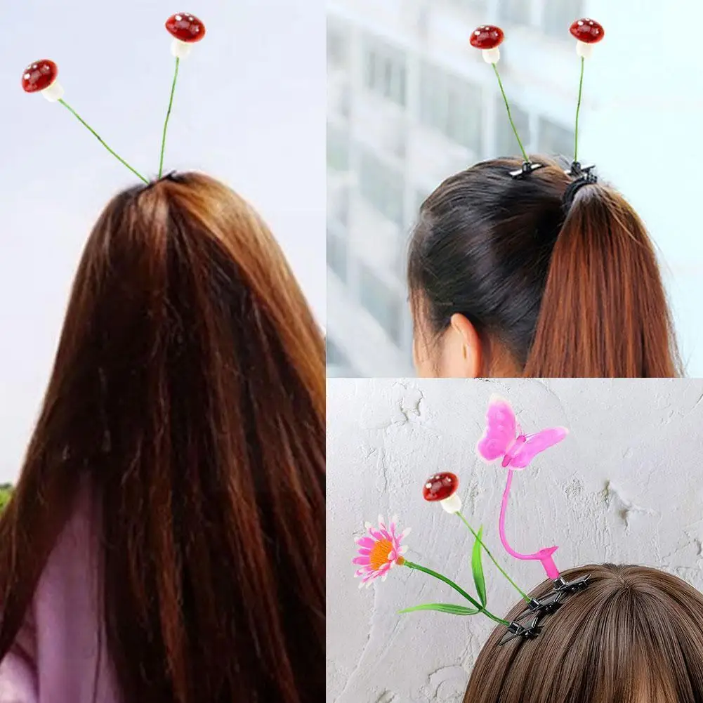 

Funny Simulation Plant Hairpins With Long Grass On Four-leaf Flower The Clover ​hair Hairpins Accessories Sh A5i0