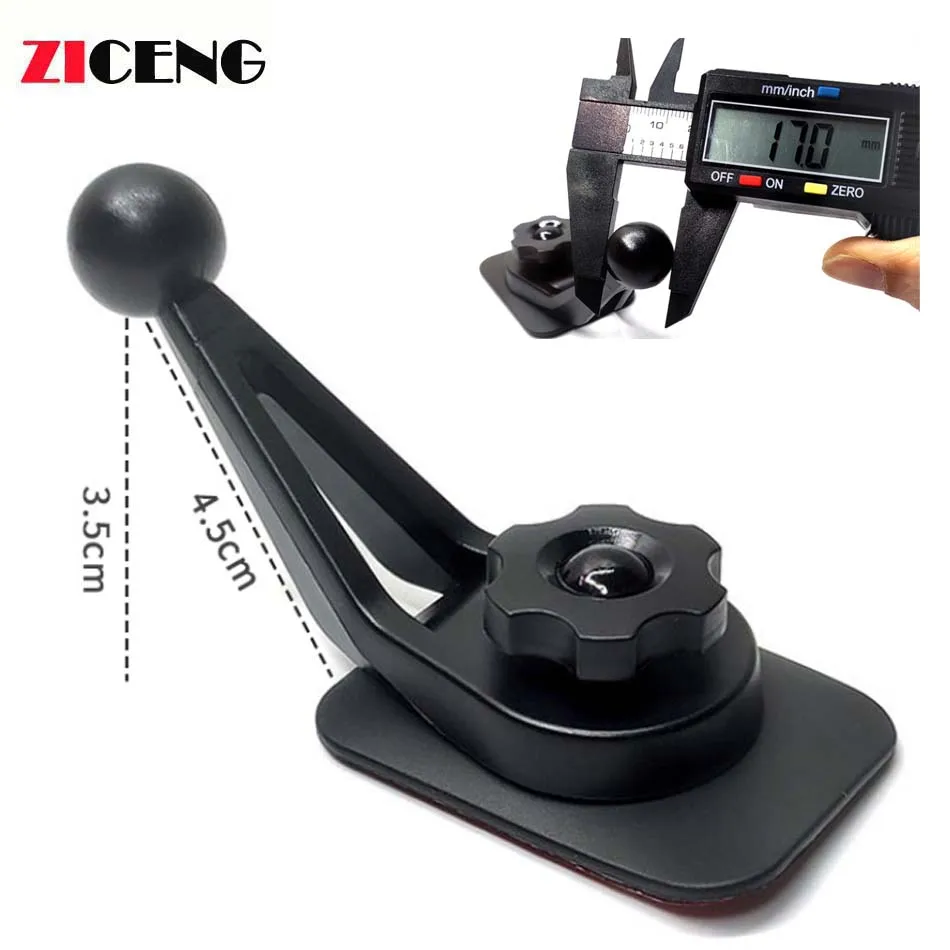 

17mm Ball Head Holder with Glue Sticker Base Rotation Mobile Phone Bracket Auto Dashboard Universal Car Cellphone Mount Stand