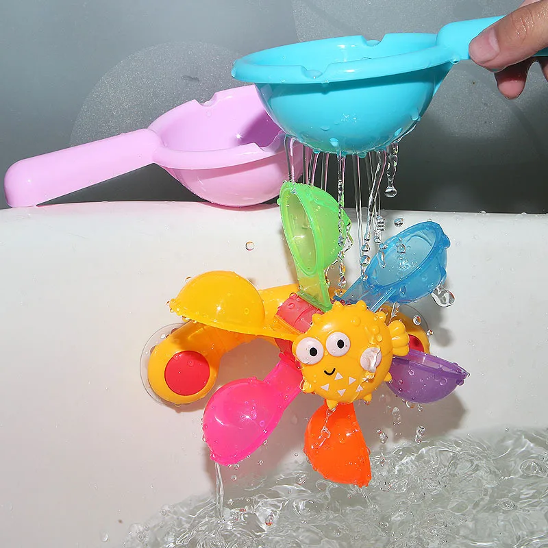 

Octopus Baby Bath Toys Colorful Waterwheel Bathing Sucker Bathtub Water Spray Play Set Shower Sprinkler Toy For Kids Children