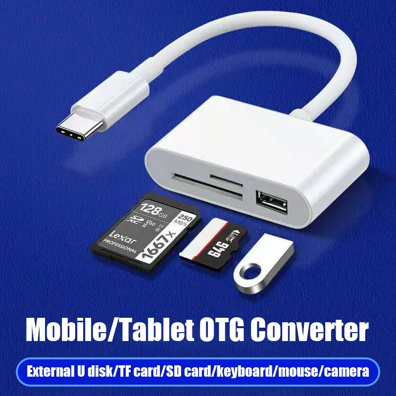 

3in1 Type C Micro USB OTG Card Reader SD/TF Card Reader Connector Data Transfer Flash Drive Disk Adapter For PC Laptop Macbook