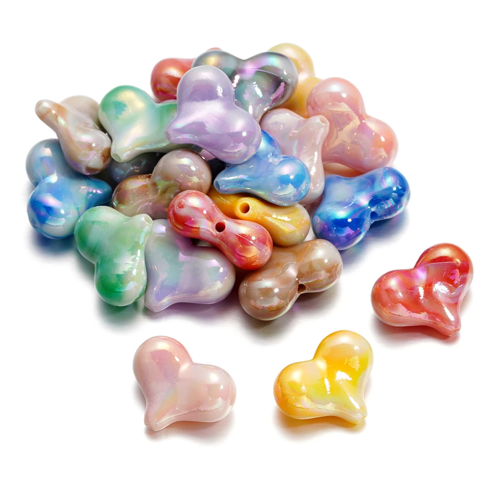 

10Pcs Multicolor Plated Heart Shape Acrylic Bead Round Spacer Bead for DIY Jewelry Making Diy Bracelet Necklace Accessories