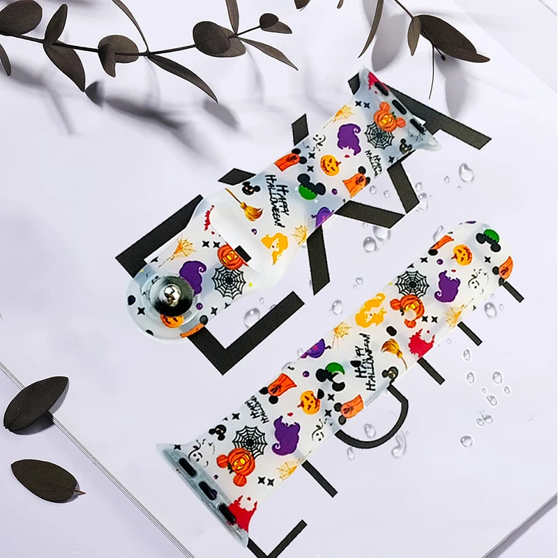 

Hallowmas Translucent Silicone Printed Strap for Apple Watch 8 7 SE 6 Sport Band Replaceable Bracelet for iWatch 45mm 44mm 42mm