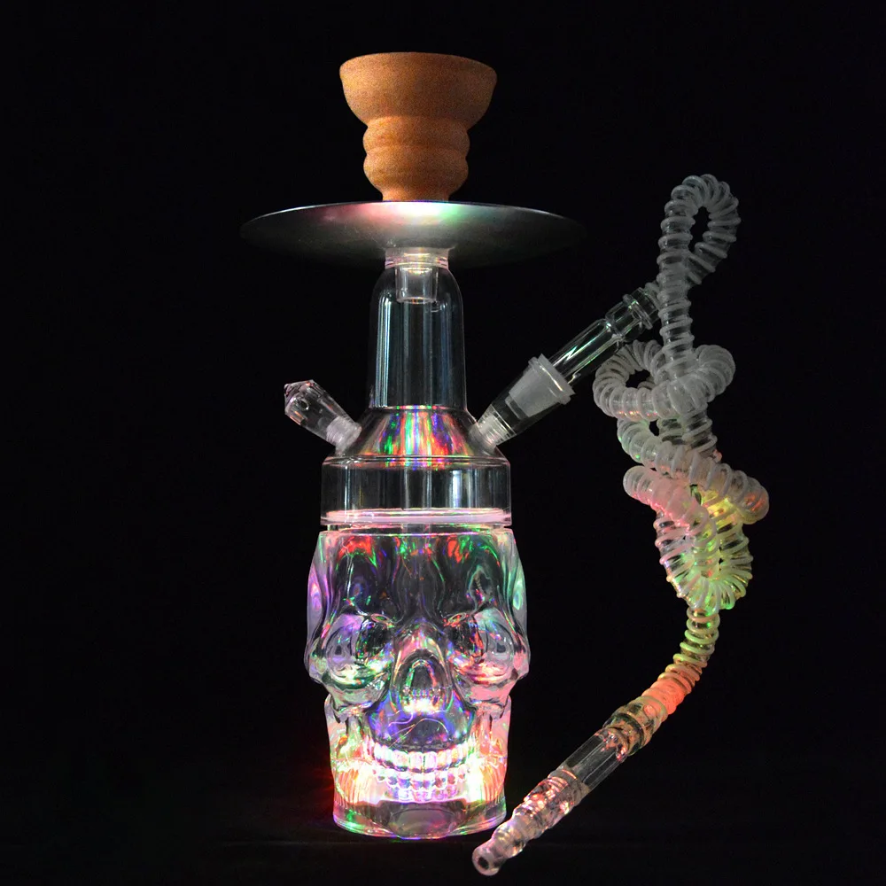 

Skull Hookah Set with LED Light Skull Glass Hookah Smoke Accessories Hookah Set with Every Thing Great for Gift