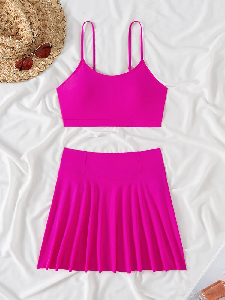 Бикини 2025 Новый купальник женский пуш-ап однотонный комплект бикини на слинге