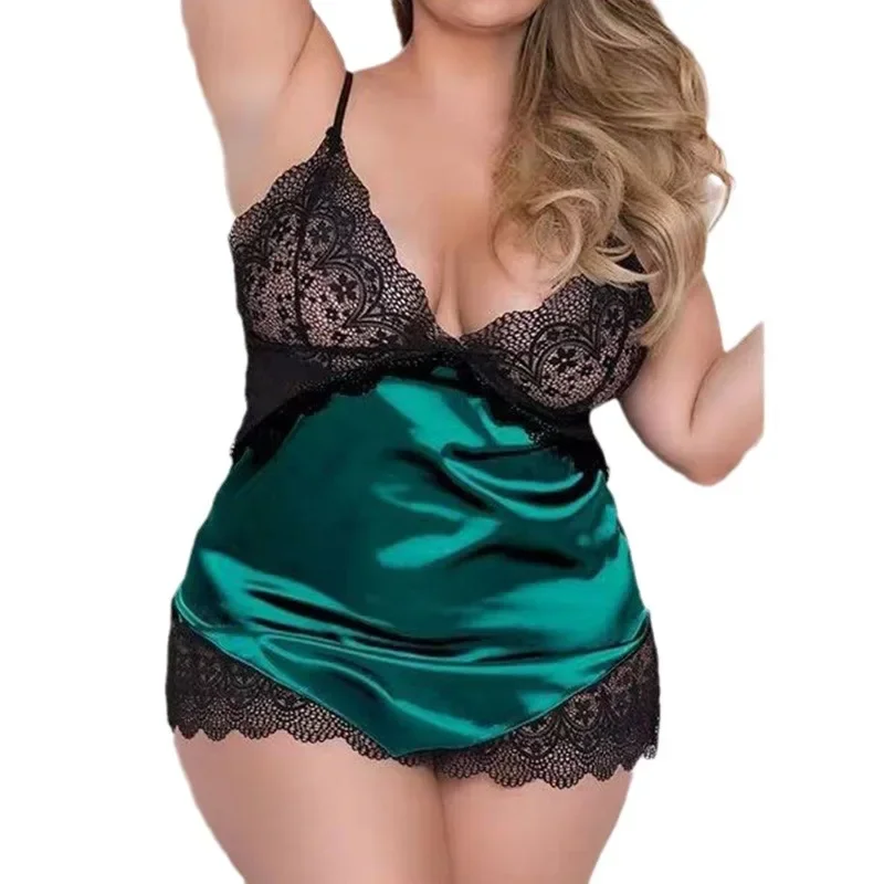 Женское пижамное платье Сексуальное женское белье Кружевное ночное с глубоким
