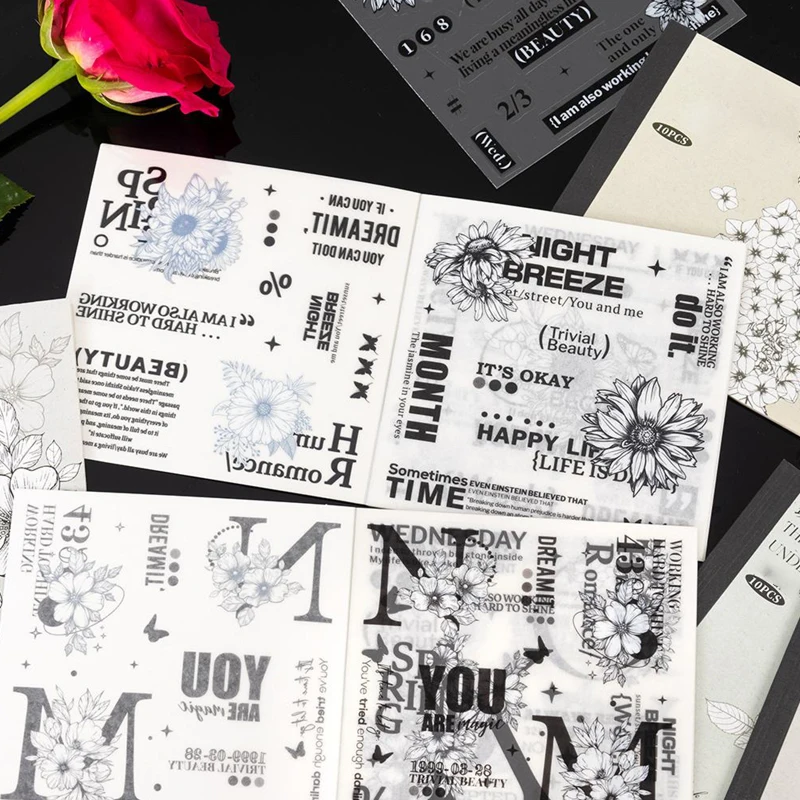 Наклейки-коллажи под луной и цветами 10 шт