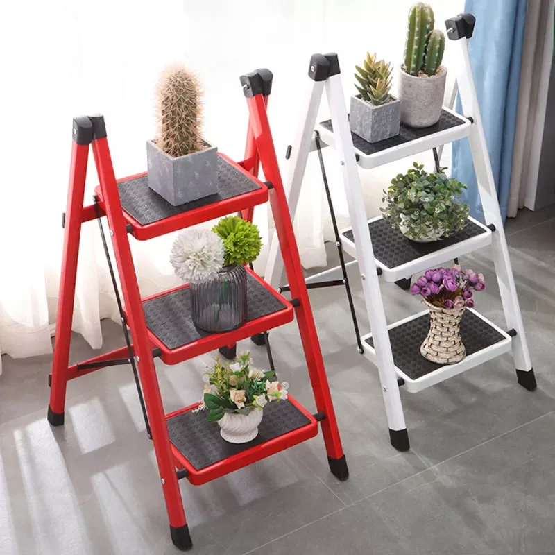 

Home Climbing Kitchen Stool Multilayer Folding Ladder Chair Mobile Rack 3 Step Ladder Multifunctional Step Stool