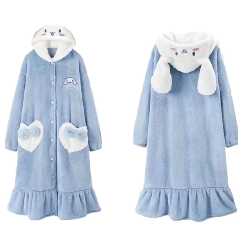Очаровательный халат из кораллового флиса Cinnamoroll пижама для уютных ночей