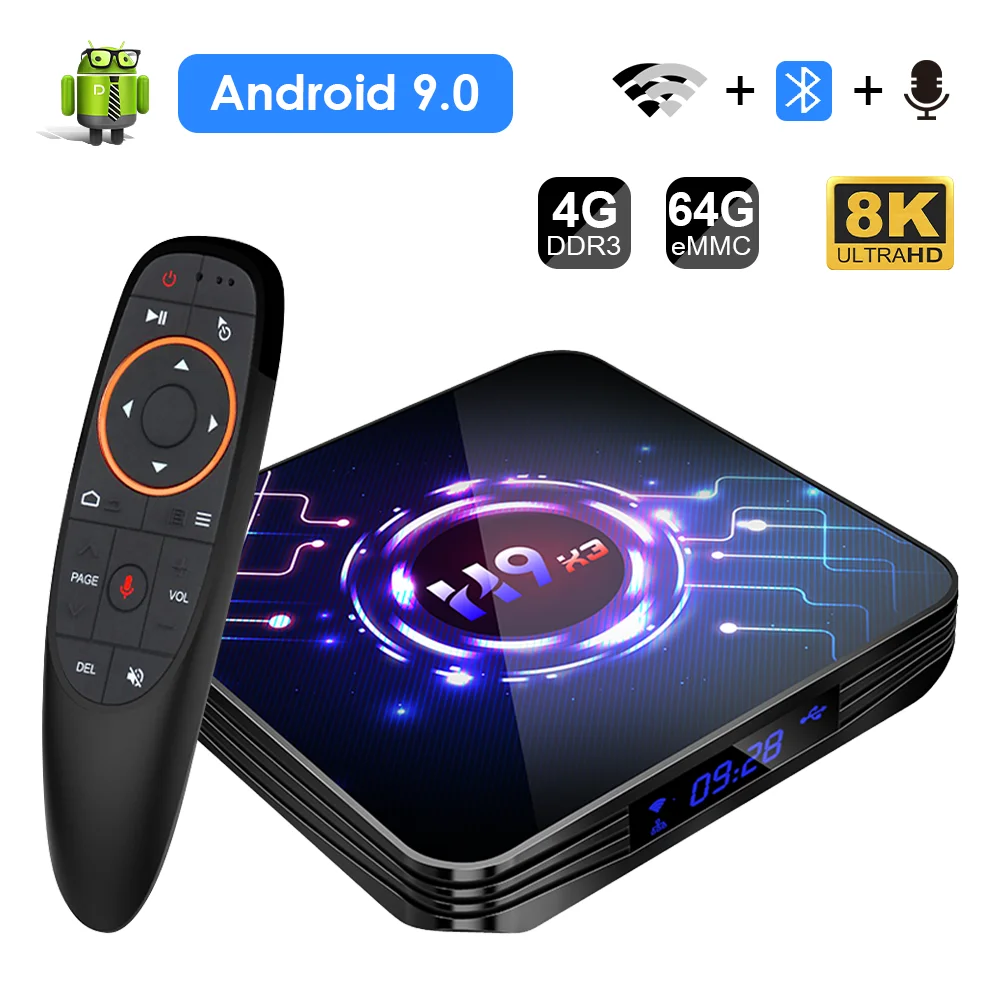 

2022 Smart TV BOX Android 9.0 4GB 32G 64G 8k HDR+ High Qualty Fast Box 3D 2.4G&5.8G Wifi Bluetooth TV receiver Media playe