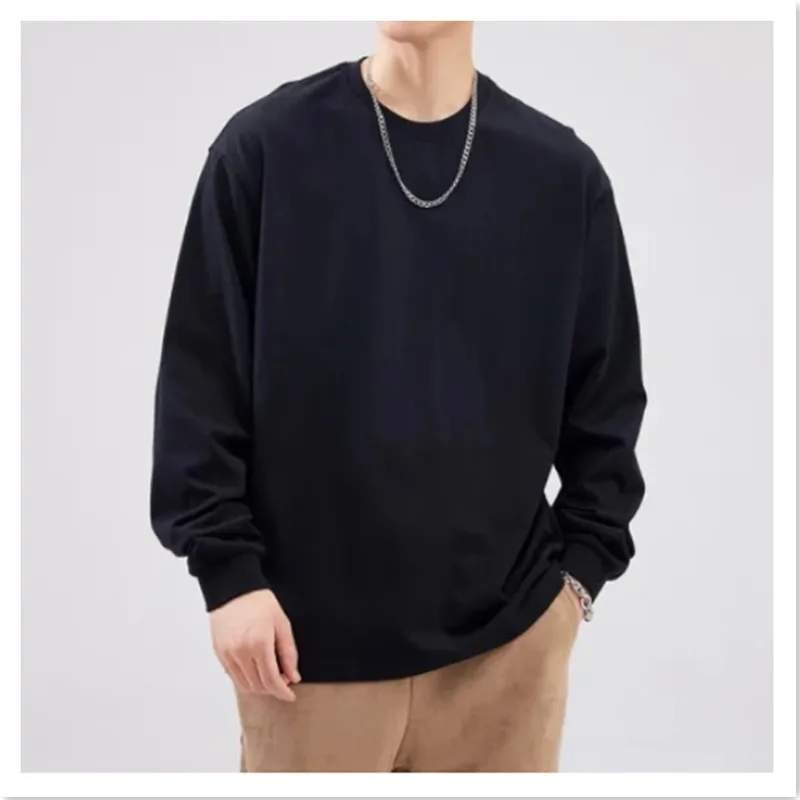 Новинка осень/зима 2023 свитшот с длинным рукавом и круглым вырезом мужской 210 г универсальный топ из чесаного хлопка в гонконгском стиле B0016