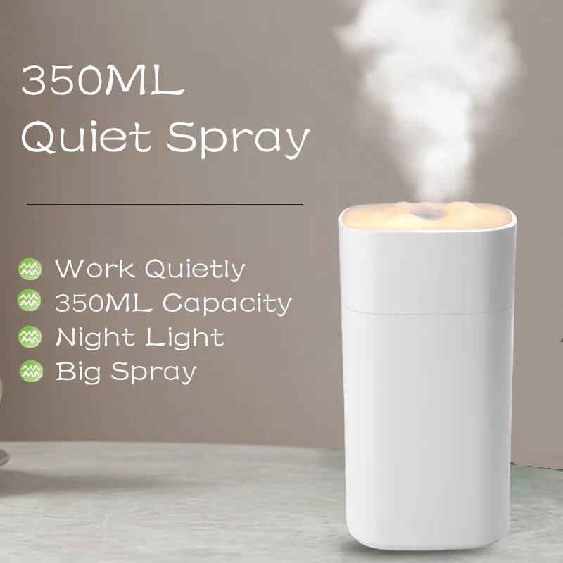 

White Snow Mountain Humidifier 350ML Ultrasonic USB Aroma Air Diffuser Soothing Light Aromatherapy Humidificador Home Difusor