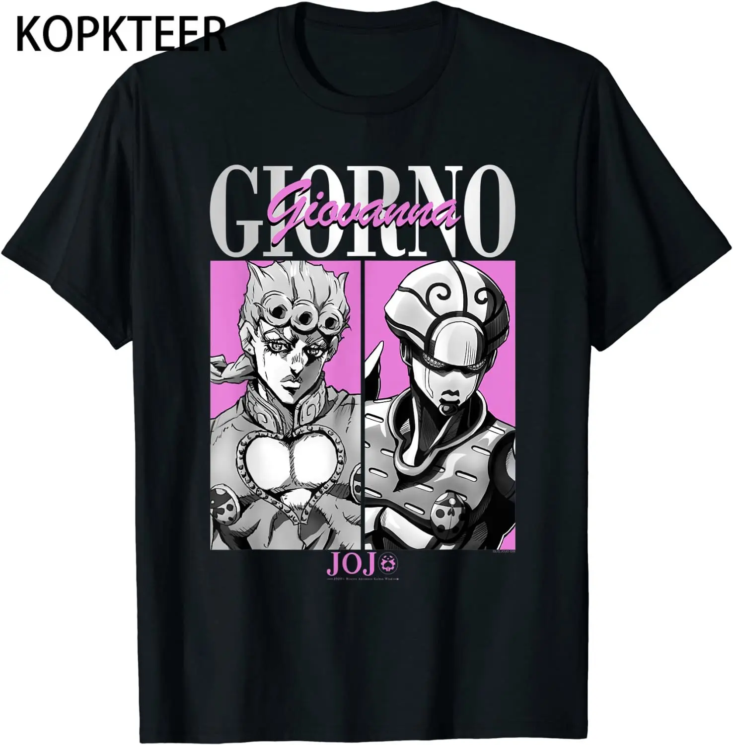 

JoJo's Bizarre Adventure Giorno Panels Anime T Shirt Cartoon Japanese Tee Shirt Harajuku Tshirts For Men Camiseta Masculina