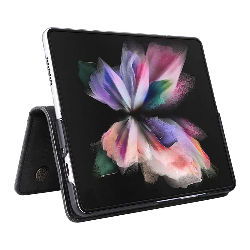 Роскошный магнитный кошелек из кожи с откидной крышкой для телефона Samsung Galaxy Z Fold 3 4, задней крышкой со стендом и отделением для карт.