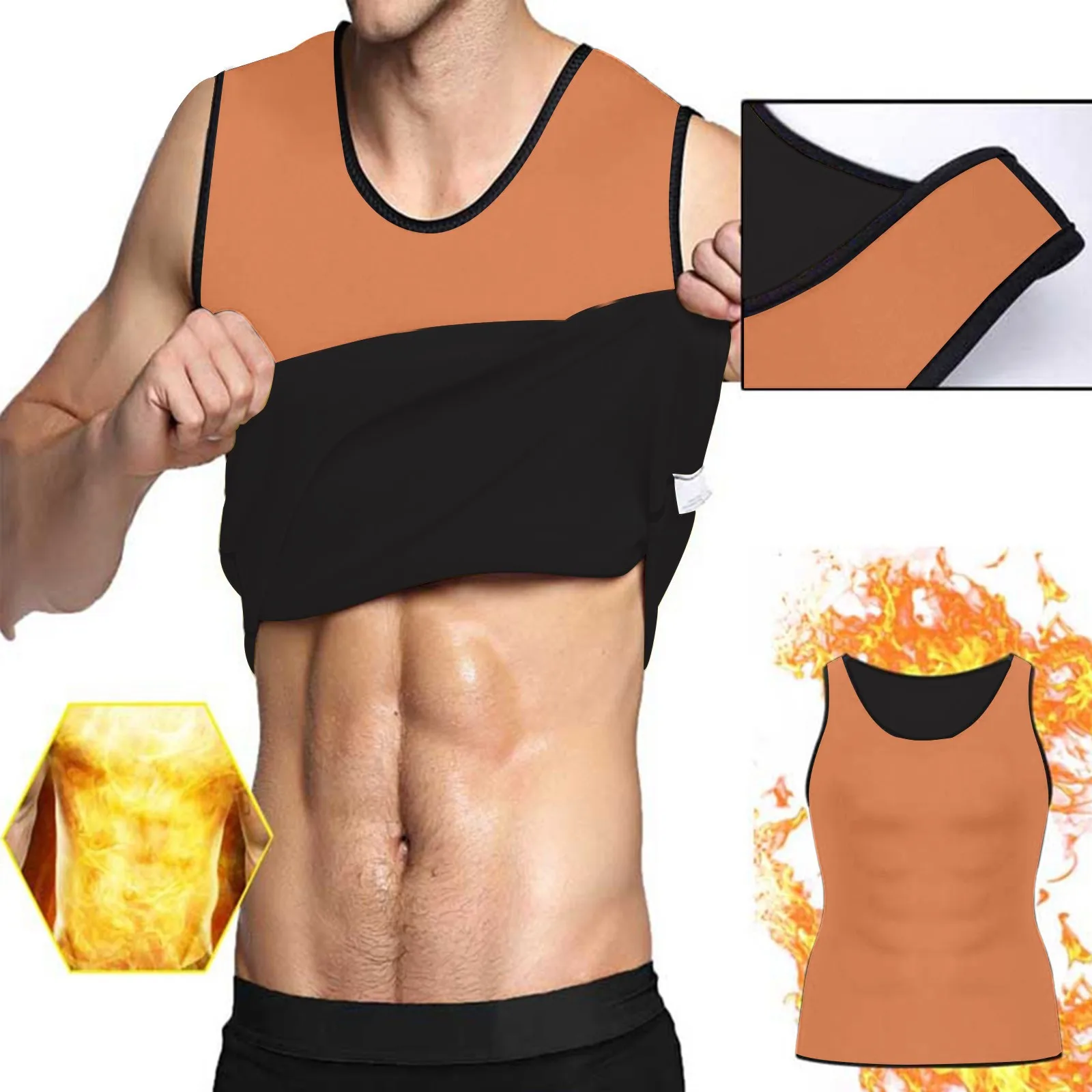 

Men Tank Top Solid Color Shapewear Casual Fit Tops Turtle Neck Shirt