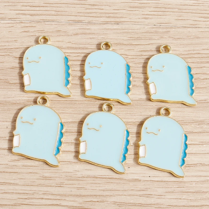 

10pcs 17x21mm Cute Enamel Marine Life Shark Charms Pendants for Drop Earrings Necklace DIY Crafts Jewelry Making Accessories