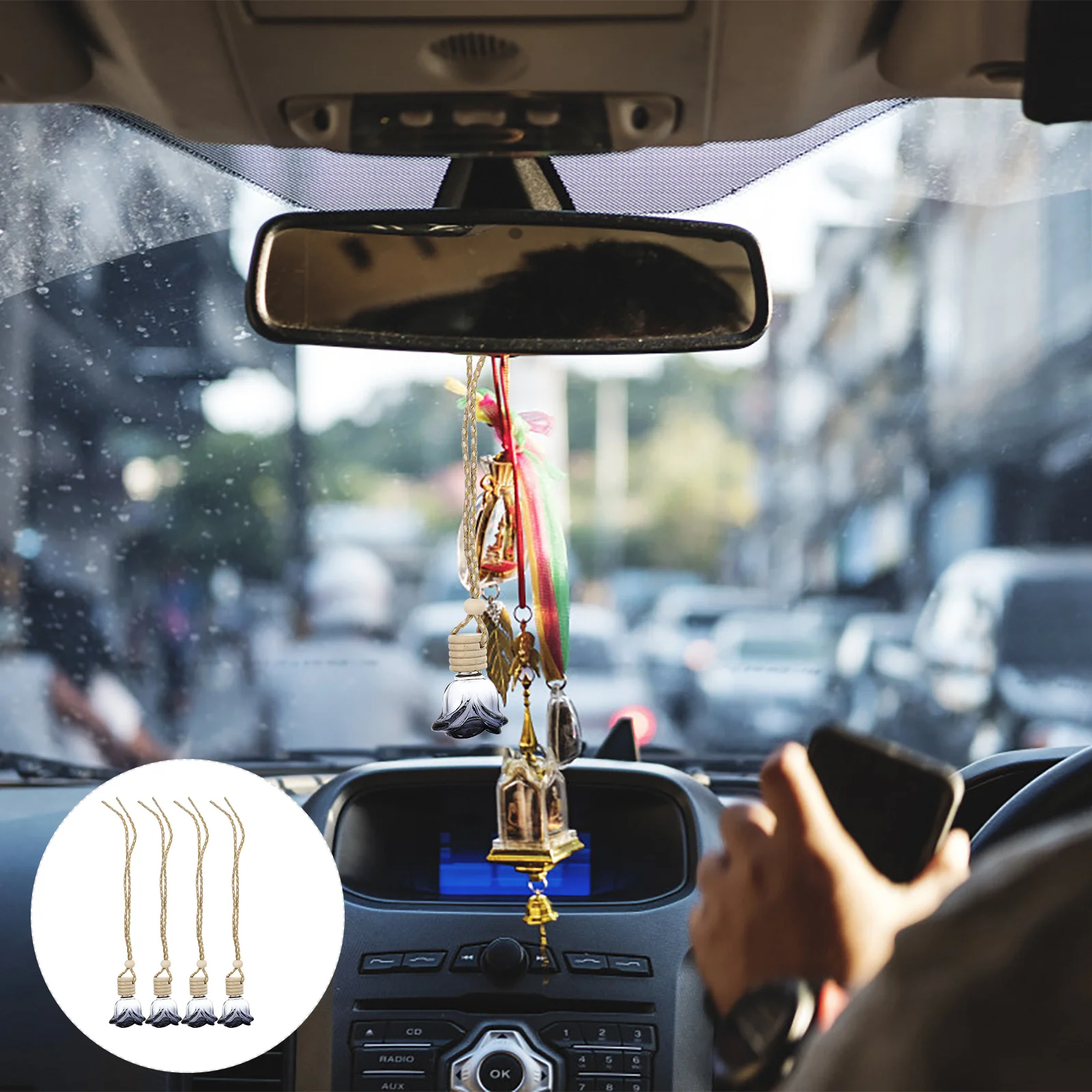

4 шт., подвесные флаконы для духов в автомобиле