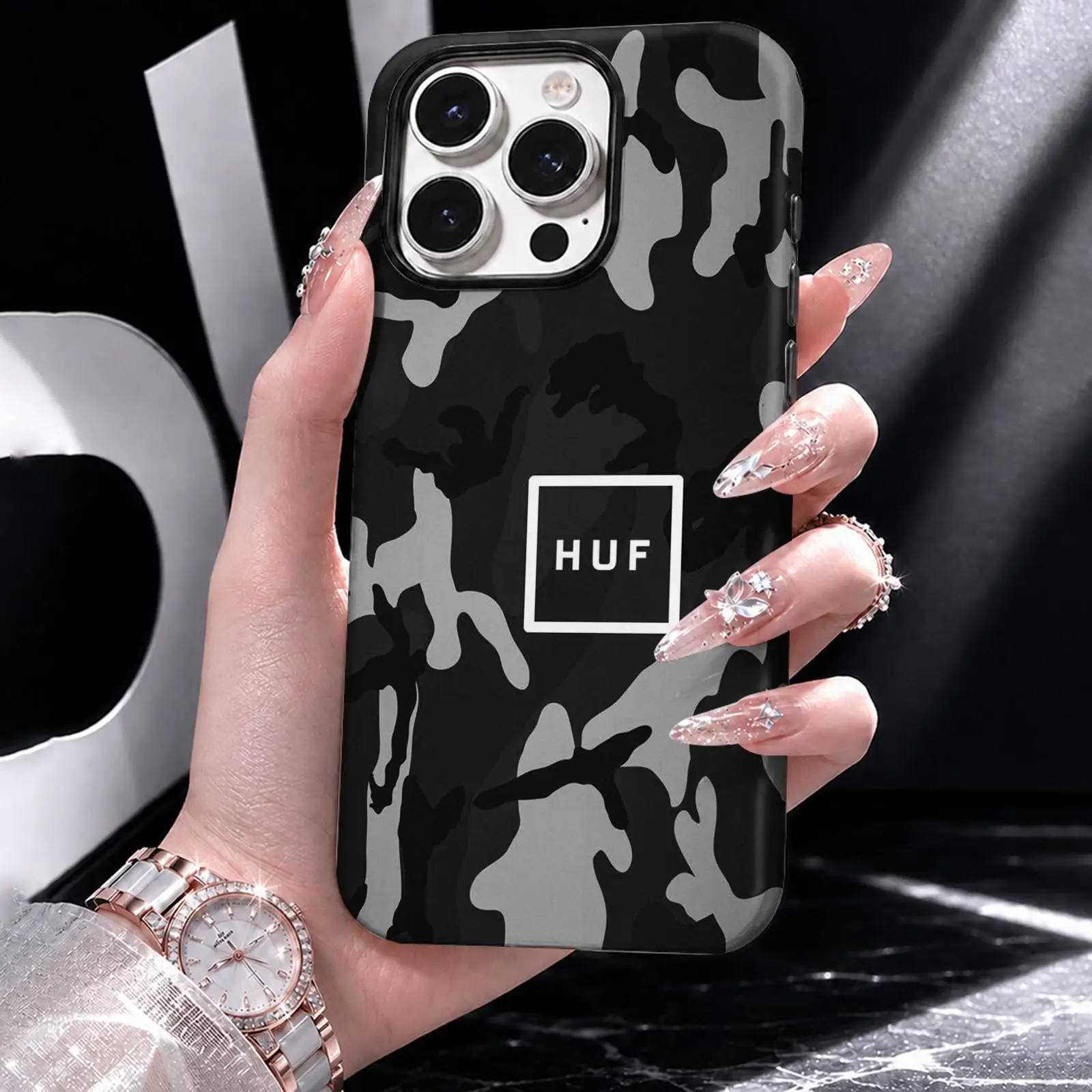 Фото Модный чехол для телефона H-HUFs для iPhone 17 16 15 14 13 12 11 Pro Max Air, двухслойный противоударный защитный чехол 2-в-1. №3