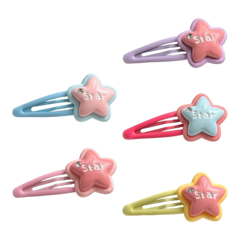 

Y166 Y2k Candy Color Star Hair Clip Ponytail Bangs Travel Hairpins Lovely Hairclip