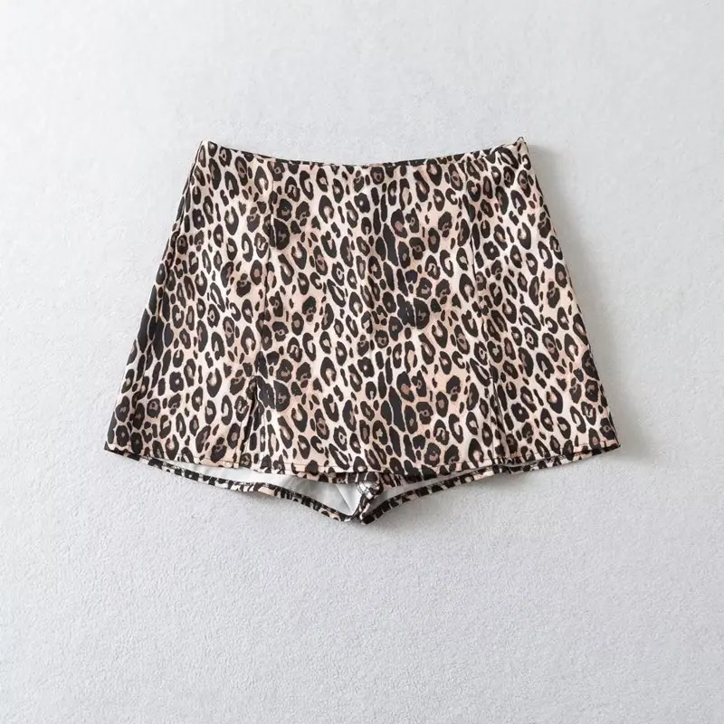 Elmsk High Street Fashion Leopard Print Shorts High Waist Casual Shorts Women Bermuda Ladies