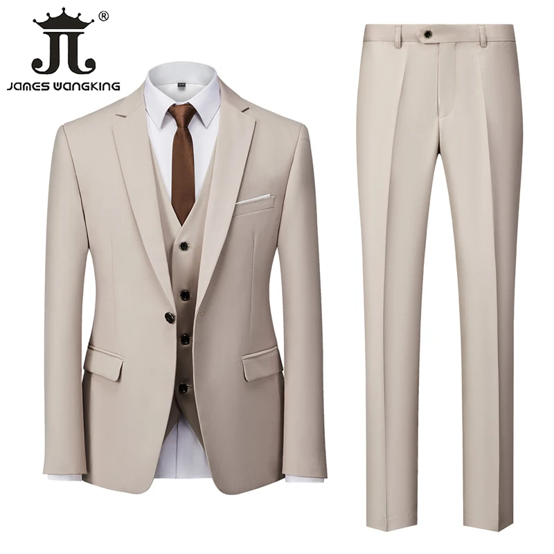 Traje Formal de oficina y negocios, conjunto de tres piezas, vestido de boda para novio, 18 colores (chaqueta, chaleco y pantalones)