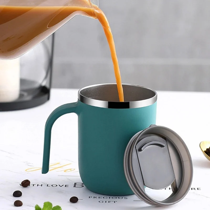 

New Stainless Steel Mug Simple Coffee Milk Cup with Lid Insulated Large Capacity Milk Container Kitchen Accessories Coffee Cup