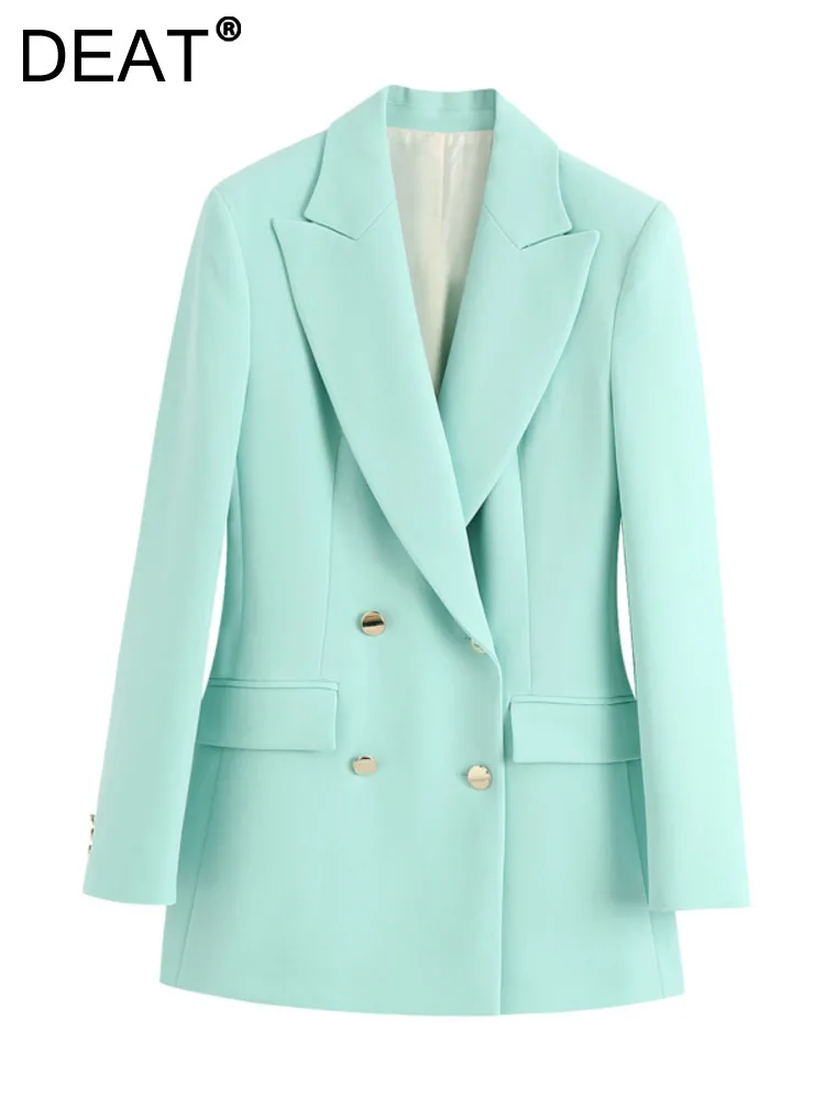 

[DEAT] 2023 New Double Breasted Chic Spring Handsome Casual Suit Coat + High Waist Wide Leg Pants Mop Pants Women's Suit 13T810