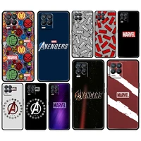 marvel logo avengers for oppo gt master find x5 x3 realme 9 8 6 c3 c21y pro lite a53s a5 a9 2020 black phone case cover coque