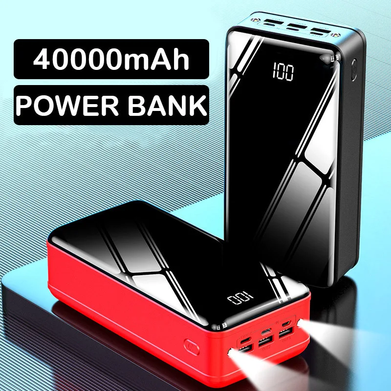 

40000mAh Power Bank Station Fast Charge High Capacity External Battery LED Lighting For IPhone Xiaomi Samsung Laptop IPad