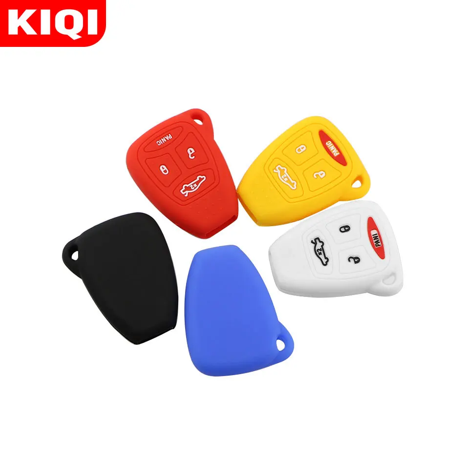 

KIQI Car Key Case Remote Key Cover 3/4 Button for Dodge JCUV Jeep Compass Grand Cherokee Patriot Pacifica Chrysler 300C