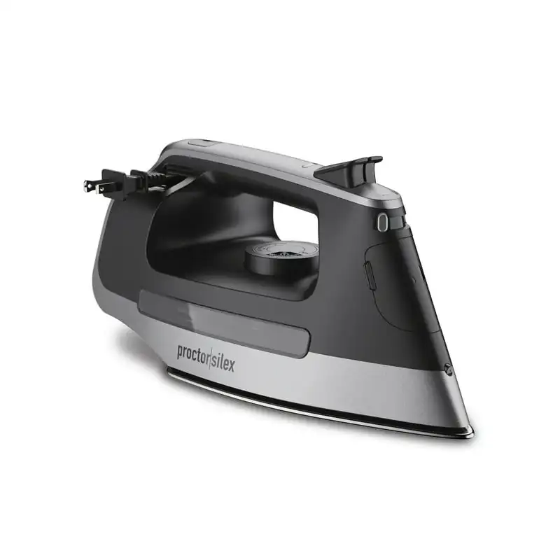 

Steam Iron with Retractable Cord, Stainless Steel Soleplate, Black and Silver, 14250