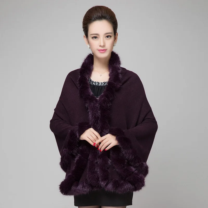 New Winter Solid Color Long Sleeve Imitation Fox Fur Coat Women Fashion Warm Fur Coats Outerwear Fake Fur Shawl Women Clothing