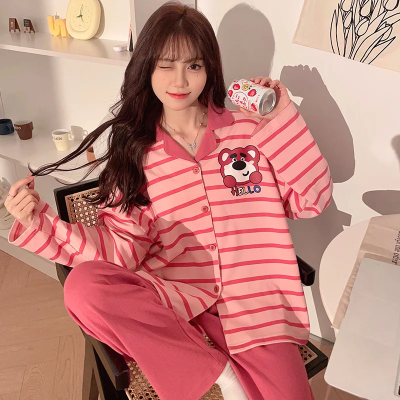 

Disney Cartoon Strawberry Bear Women's Home Clothes Sweet and Comfortable Night Wears for Women High Quality Big Size Pajamas