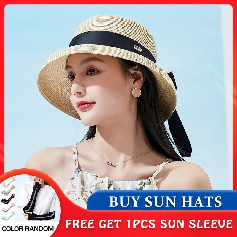 

[PTAH] Spring Hats for Women Summer Caps UPF 50+ UV Protection Roll-up Straw Hat Foldable Beach Breathable Sun Protection Visors